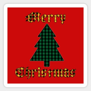 Green & Gold Merry Christmas Plaid Magnet